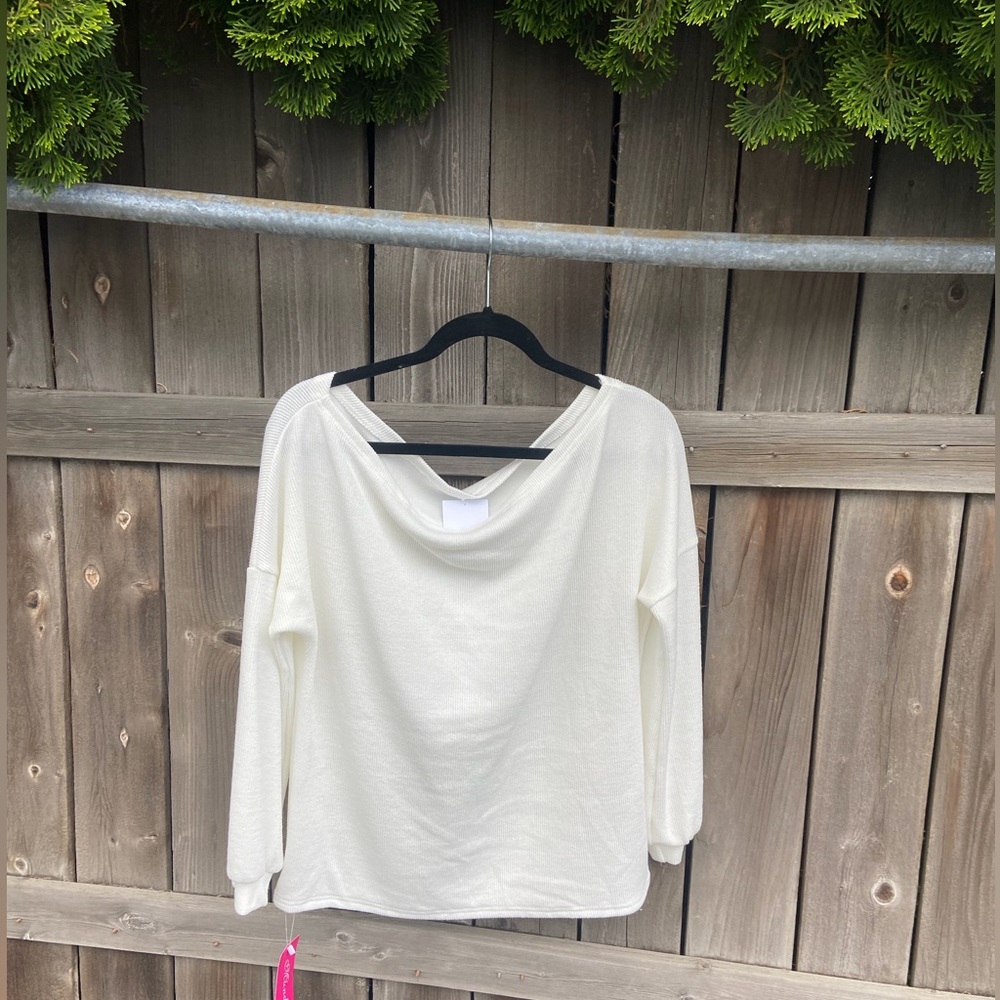 Wide Neck White Sweater